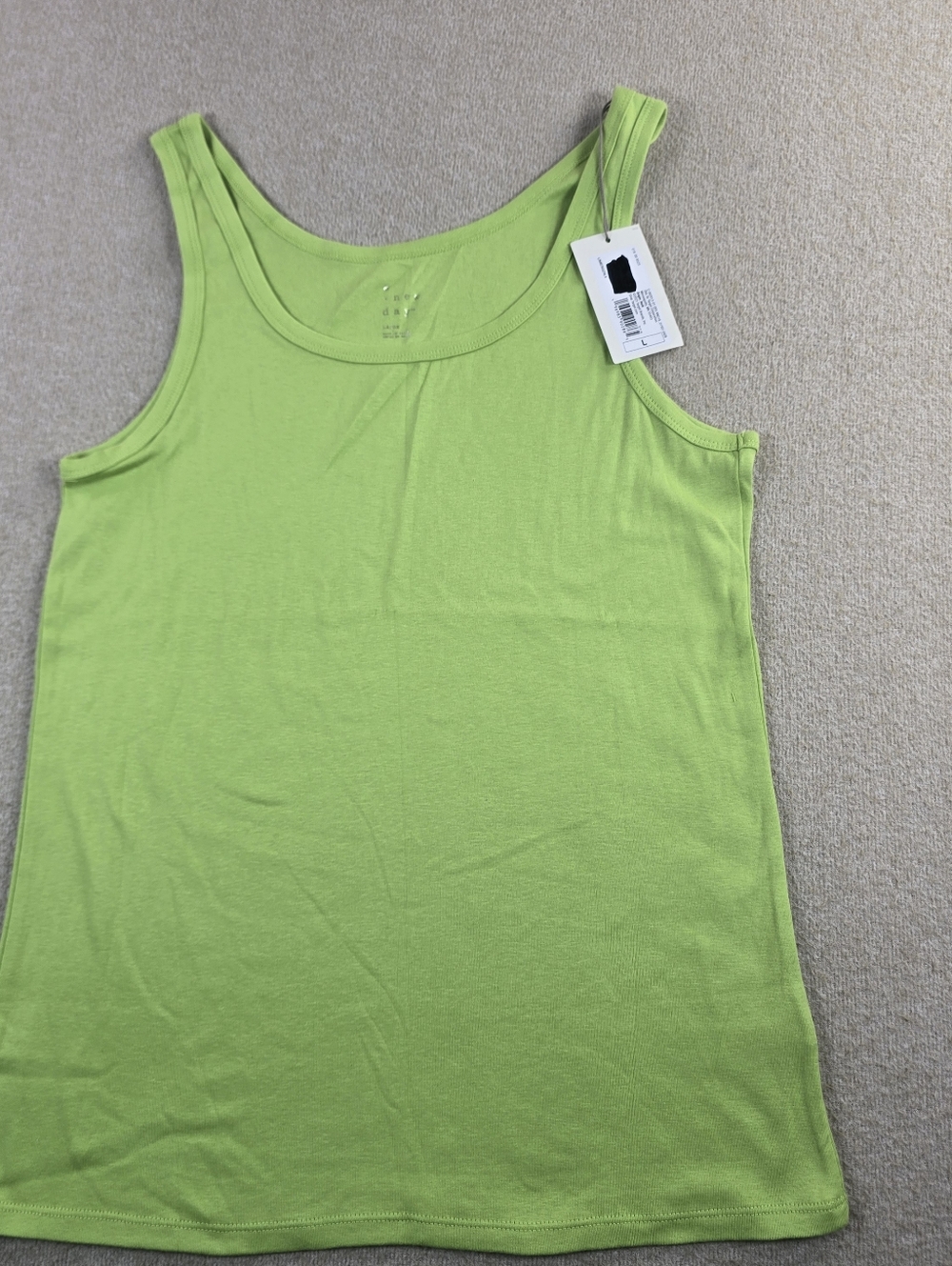 New Day Women's Tank Top Green Sleeveless Stretch Size L NWT